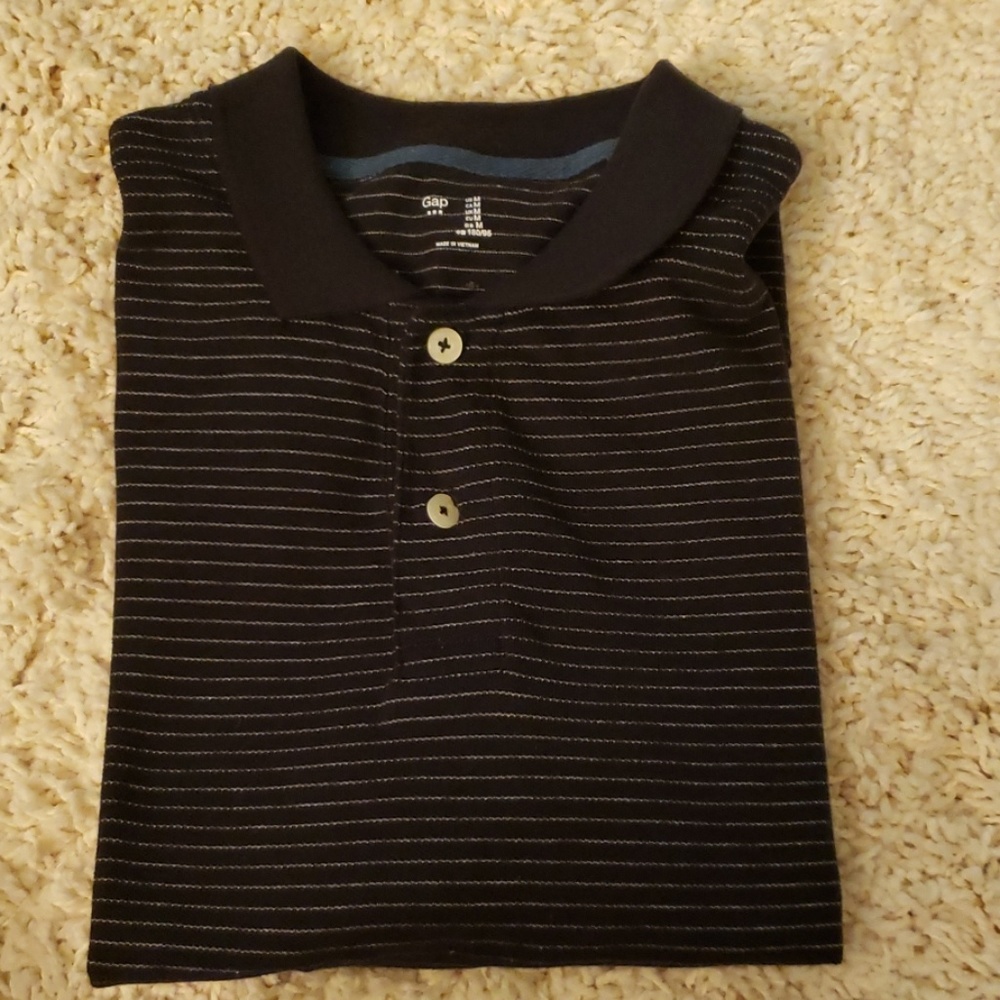 GAP Men's Black/White Stripe Polo